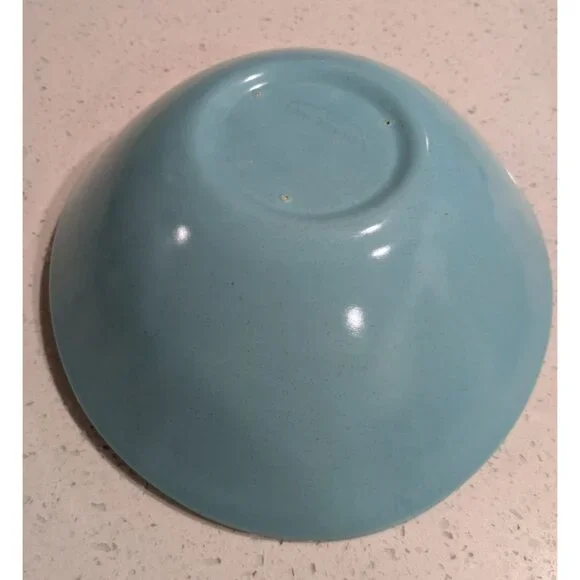 Metlox Vernon Ware Oval Serving Bowl 9 inches Aqua Blue Heavenly Days Collection - Picture 7 of 10